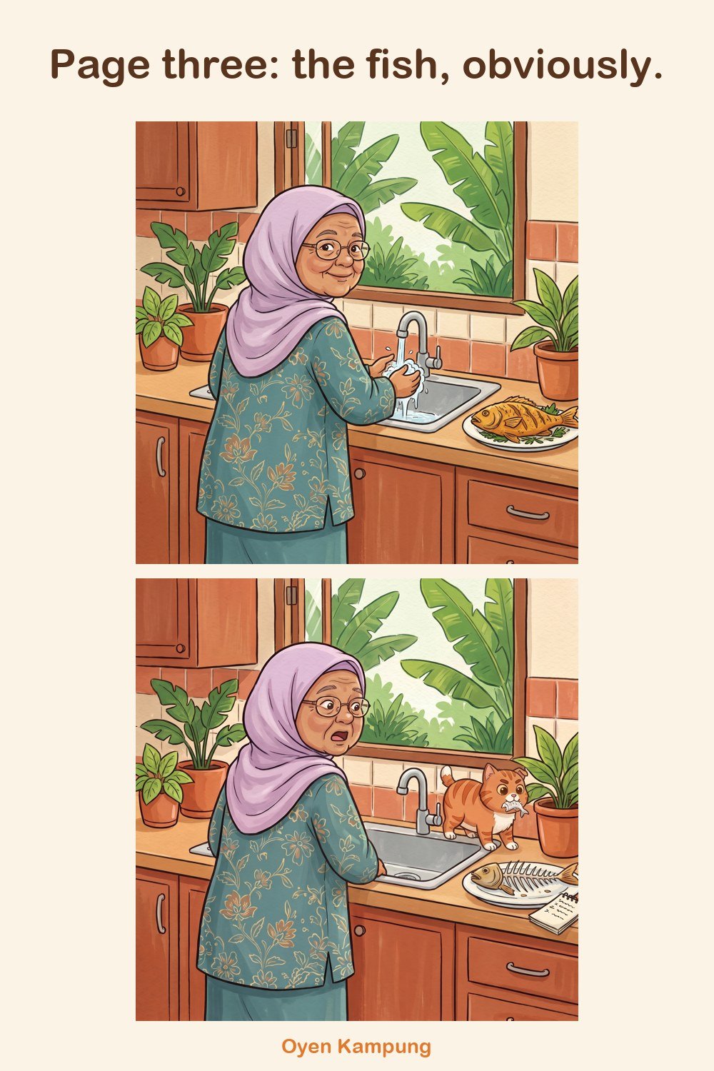 Page three: the fish, obviously.