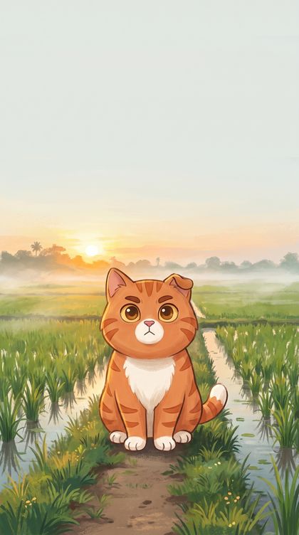 Phone wallpaper: Padi field morning