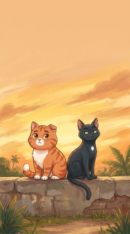 Phone wallpaper: Oyen and Hitam at sunset